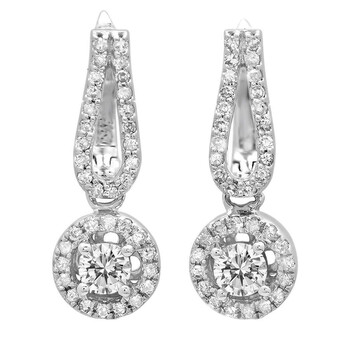 Dazzling Rock Dazzlingrock Collection 0.60 Carat (Ctw) 14K Round White Diamond Ladies Halo Style Dangling Drop Earrings, White Gold 2 Bông tai Dazzling Rock Dazzlingrock Collection 0.60 Carat (Ctw) 14K Round White Diamond Ladies Halo Style Dangling Drop Earrings