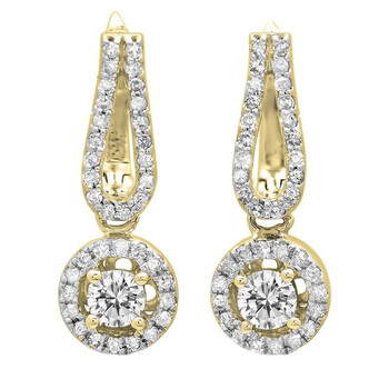 Bông tai Dazzling Rock Dazzlingrock Collection 0.60 Carat (Ctw) 14K Round White Diamond Ladies Halo Style Dangling Drop Earrings