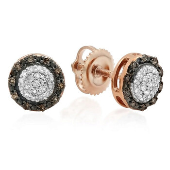 Bông tai Dazzling Rock Dazzlingrock Collection 0.25 Carat (Ctw) 10K Round Champagne & White Diamond Cluster Style Stud Earrings 1/4 Ct