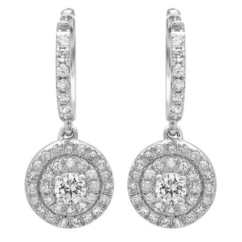 Dazzling Rock Dazzlingrock Collection 0.70 Carat (Ctw) 14K Round White Diamond Ladies Halo Style Dangling Earrings 3/4 Ct, White Gold 2 Bông tai Dazzling Rock Dazzlingrock Collection 0.70 Carat (Ctw) 14K Round White Diamond Ladies Halo Style Dangling Earrings 3/4 Ct