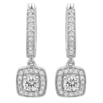 Dazzling Rock Dazzlingrock Collection 0.50 Carat (Ctw) 14K Round White Diamond Ladies Halo Style Dangling Earrings 1/2 Ct, White Gold 2 Bông tai Dazzling Rock Dazzlingrock Collection 0.50 Carat (Ctw) 14K Round White Diamond Ladies Halo Style Dangling Earrings 1/2 Ct