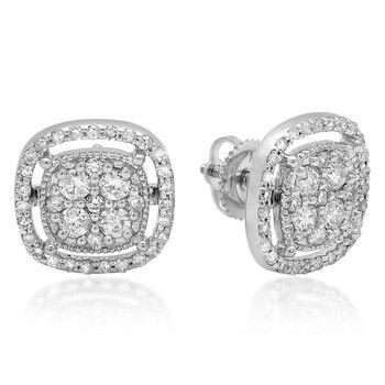 Bông tai Dazzling Rock Dazzlingrock Collection 1.00 Carat (Ctw) 14K Round Cut White Diamond Ladies Cluster Style Stud Earrings 1 Ct