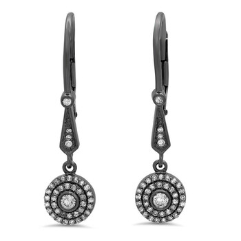 Dazzling Rock Dazzlingrock Collection 0.30 Carat (Ctw) Black Rhodium Plated 10K Round Diamond Ladies Dangling Drop Earrings 1/3 Ct, White Gold 2 Bông tai Dazzling Rock Dazzlingrock Collection 0.30 Carat (Ctw) Black Rhodium Plated 10K Round Diamond Ladies Dangling Drop Earrings 1/3 Ct