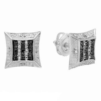 Dazzling Rock Dazzlingrock Collection 0.10 Carat (Ctw) Round Black & White Diamond Ladies Kite Stud Earrings 1/10 Ct, Sterling Silver 2 Bông tai Dazzling Rock Dazzlingrock Collection 0.10 Carat (Ctw) Round Black & White Diamond Ladies Kite Stud Earrings 1/10 Ct