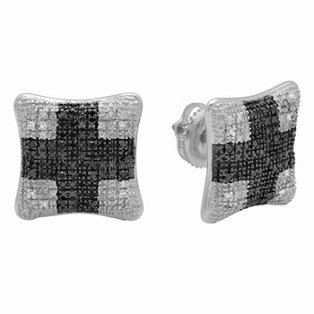 Dazzling Rock Dazzlingrock Collection 0.10 Carat (Ctw) Round Black & White Diamond Ladies Kite Stud Earrings 1/10 Ct, Sterling Silver 1 Bông tai Dazzling Rock Dazzlingrock Collection 0.10 Carat (Ctw) Round Black & White Diamond Ladies Kite Stud Earrings 1/10 Ct