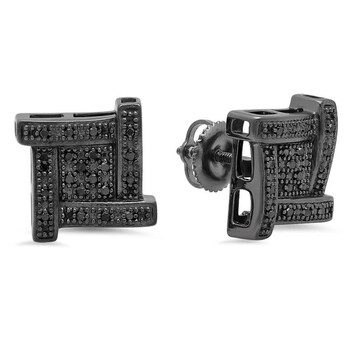 Dazzling Rock Dazzlingrock Collection 0.15 Carat (Ctw) Black Plated Round Black Diamond Ladies Fancy Stud Earrings, Sterling Silver 1 Bông tai Dazzling Rock Dazzlingrock Collection 0.15 Carat (Ctw) Black Plated Round Black Diamond Ladies Fancy Stud Earrings