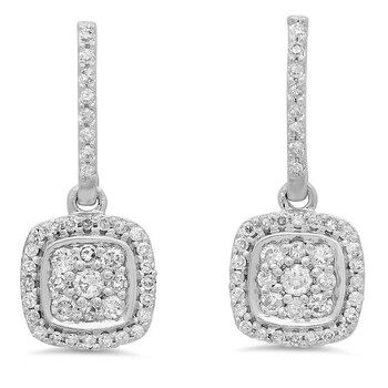 Bông tai Dazzling Rock Dazzlingrock Collection 0.40 Carat (Ctw) 14K Round White Diamond Ladies Cluster Style Dangling Earrings