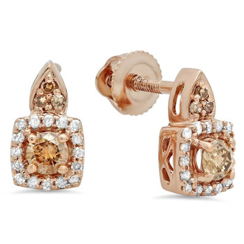 Dazzling Rock Dazzlingrock Collection 0.30 Carat (Ctw) 14K Round Champagne & White Diamond Ladies Halo Dangling Earrings 1/3 Ct, Rose Gold 2 Bông tai Dazzling Rock Dazzlingrock Collection 0.30 Carat (Ctw) 14K Round Champagne & White Diamond Ladies Halo Dangling Earrings 1/3 Ct