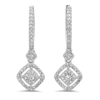 Dazzling Rock Dazzlingrock Collection 0.45 Carat (Ctw) 14K Round White Diamond Ladies Cluster Dangling Drop Earrings 1/2 Ct, White Gold 2 Bông tai Dazzling Rock Dazzlingrock Collection 0.45 Carat (Ctw) 14K Round White Diamond Ladies Cluster Dangling Drop Earrings 1/2 Ct