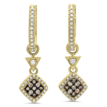 Dazzling Rock Dazzlingrock Collection 0.50 Carat (Ctw) 14K Champagne & White Diamond Ladies Cluster Dangling Drop Earrings 1/2 Ct, Yellow Gold 1 Bông tai Dazzling Rock Dazzlingrock Collection 0.50 Carat (Ctw) 14K Champagne & White Diamond Ladies Cluster Dangling Drop Earrings 1/2 Ct