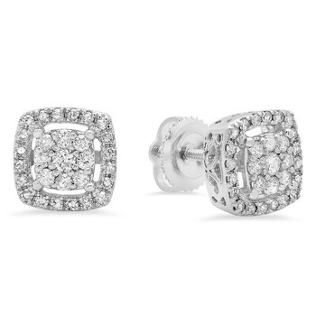 Bông tai Dazzling Rock Dazzlingrock Collection 0.50 Carat (Ctw) 10K Round White Diamond Ladies Cluster Style Stud Earrings 1/2 Ct
