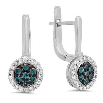 Dazzling Rock Dazzlingrock Collection 0.35 Carat (Ctw) 14K Round Blue & White Diamond Ladies Fine Halo Hoop Earrings 1/3 Ct, White Gold 1 Bông tai Dazzling Rock Dazzlingrock Collection 0.35 Carat (Ctw) 14K Round Blue & White Diamond Ladies Fine Halo Hoop Earrings 1/3 Ct