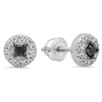 Dazzling Rock Dazzlingrock Collection 0.25 Carat (Ctw) 10K Round Black & White Diamond Ladies Halo Style Stud Earrings 1/4 Ct, White Gold 1 Bông tai Dazzling Rock Dazzlingrock Collection 0.25 Carat (Ctw) 10K Round Black & White Diamond Ladies Halo Style Stud Earrings 1/4 Ct