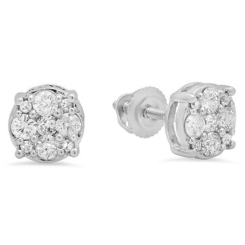 Dazzling Rock Dazzlingrock Collection 0.45 Carat (Ctw) 14K Round Cut White Diamond Ladies Cluster Stud Earrings, White Gold 2 Bông tai Dazzling Rock Dazzlingrock Collection 0.45 Carat (Ctw) 14K Round Cut White Diamond Ladies Cluster Stud Earrings