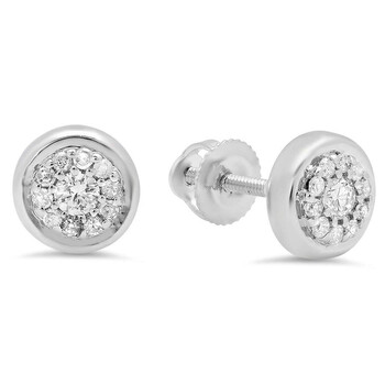 Dazzling Rock Dazzlingrock Collection 0.20 Carat (Ctw) 10K Round White Diamond Ladies Cluster Stud Earrings 1/4 Ct, White Gold 2 Bông tai Dazzling Rock Dazzlingrock Collection 0.20 Carat (Ctw) 10K Round White Diamond Ladies Cluster Stud Earrings 1/4 Ct