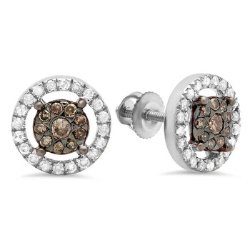 Dazzling Rock Dazzlingrock Collection 0.50 Carat (Ctw) 14K Round Champagne & White Diamond Ladies Cluster Stud Earrings 1/2 Ct, White Gold 2 Bông tai Dazzling Rock Dazzlingrock Collection 0.50 Carat (Ctw) 14K Round Champagne & White Diamond Ladies Cluster Stud Earrings 1/2 Ct