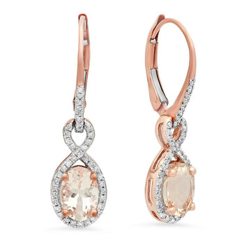 Dazzling Rock Dazzlingrock Collection 14K Oval Morganite & Round White Diamond Ladies Infinity Dangling Earrings, Rose Gold 1 Bông tai Dazzling Rock Dazzlingrock Collection 14K Oval Morganite & Round White Diamond Ladies Infinity Dangling Earrings
