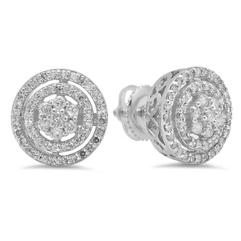 Dazzling Rock Dazzlingrock Collection 0.60 Carat (Ctw) 10K White Diamond Ladies Cluster Flower Stud Earrings 1/2 Ct, White Gold 2 Bông tai Dazzling Rock Dazzlingrock Collection 0.60 Carat (Ctw) 10K White Diamond Ladies Cluster Flower Stud Earrings 1/2 Ct