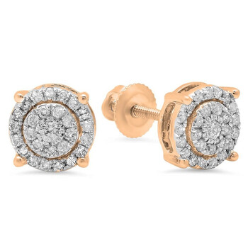 Dazzling Rock Dazzlingrock Collection 0.35 Carat (Ctw) 10K Round White Diamond Ladies Circle Halo Stud Earrings, Rose Gold 1 Bông tai Dazzling Rock Dazzlingrock Collection 0.35 Carat (Ctw) 10K Round White Diamond Ladies Circle Halo Stud Earrings