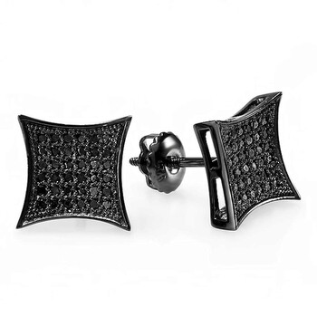 Bông tai Dazzling Rock Dazzlingrock Collection 0.13 Carat (Ctw) Black Rhodium Plated Black Diamond Men'S Hip Hop Iced Stud Earrings