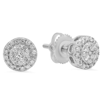 Bông tai Dazzling Rock Dazzlingrock Collection 0.30 Carat (Ctw) 14K Round White Diamond Ladies Circle Cluster Stud Earrings 1/3 Ct