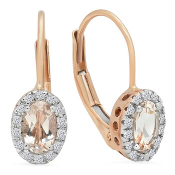 Dazzling Rock Dazzlingrock Collection 14K Oval Cut Morganite & Round Cut White Diamond Ladies Halo Style Hoop Earrings, Rose Gold 2 Bông tai Dazzling Rock Dazzlingrock Collection 14K Oval Cut Morganite & Round Cut White Diamond Ladies Halo Style Hoop Earrings