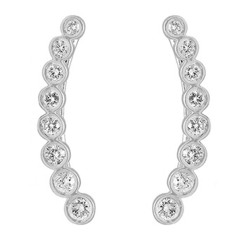 Bông tai Dazzling Rock Dazzlingrock Collection 0.60 Carat (Ctw) 14K Round White Diamond Ladies Journey Curved Climber Earrings