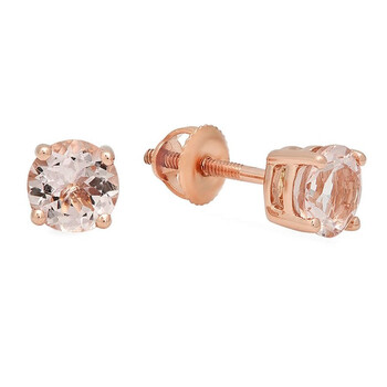 Bông tai Dazzling Rock Dazzlingrock Collection 1.50 Carat (Ctw) 10K Round Cut Morganite Ladies Solitaire Stud Earrings 1 1/2 Ct