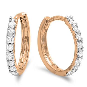 Bông tai Dazzling Rock Dazzlingrock Collection 0.22 Carat (Ctw) 14K Round White Diamond Ladies Huggies Hoop Earrings 1/4 Ct
