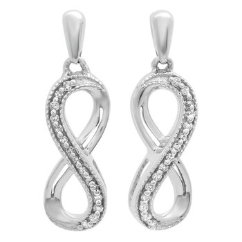 Bông tai Dazzling Rock Dazzlingrock Collection 0.08 Carat (Ctw) 10K Round White Diamond Ladies Infinity Swirl Dangling Earrings