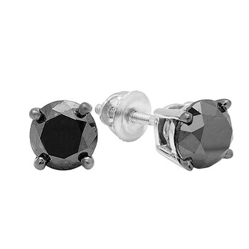 Bông tai Dazzling Rock Dazzlingrock Collection 1.50 Carat (Ctw) Round Cut Black Diamond Ladies Stud Earrings 1 1/2 Ct