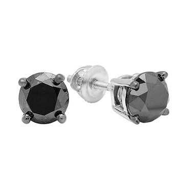Bông tai Dazzling Rock Dazzlingrock Collection 2.50 Carat (Ctw) Round Cut Black Diamond Ladies Stud Earrings 2 1/2 Ct