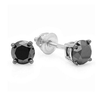 Bông tai Dazzling Rock Dazzlingrock Collection 1.00 Carat (Ctw) 18K Round Cut Black Diamond Ladies Stud Earrings 1 Ct