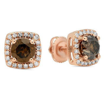 Bông tai Dazzling Rock Dazzlingrock Collection 1.80 Carat (Ctw) 14K Round Champagne & White Diamond Ladies Halo Style Stud Earrings