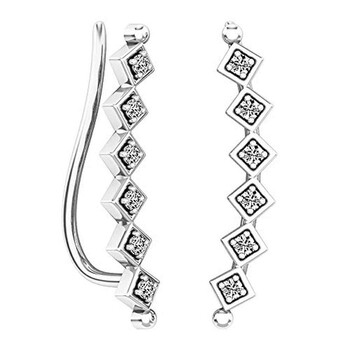 Dazzling Rock Dazzlingrock Collection 0.15 Carat (Ctw) 10K Round Cut White Diamond Ladies Sweep Up Square Ear Climber Earrings, White Gold 2 Bông tai Dazzling Rock Dazzlingrock Collection 0.15 Carat (Ctw) 10K Round Cut White Diamond Ladies Sweep Up Square Ear Climber Earrings
