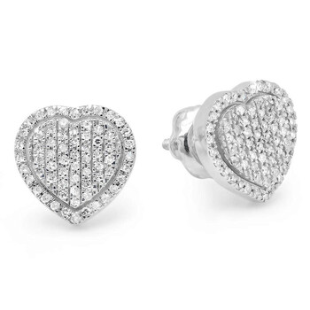 Dazzling Rock Dazzlingrock Collection 0.35 Carat (Ctw) 14K Round White Diamond Ladies Heart Shape Fashion Stud Earrings 1/3 Ct, White Gold 1 Bông tai Dazzling Rock Dazzlingrock Collection 0.35 Carat (Ctw) 14K Round White Diamond Ladies Heart Shape Fashion Stud Earrings 1/3 Ct