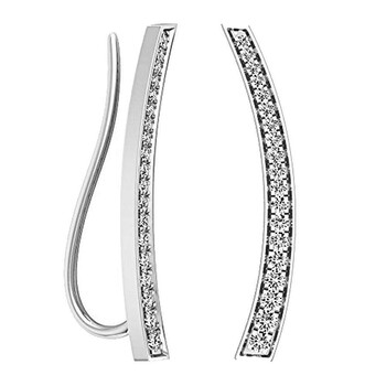 Bông tai Dazzling Rock Dazzlingrock Collection 0.30 Carat (Ctw) 14K Round White Diamond Ladies Curved Bar Ear Climber Earrings