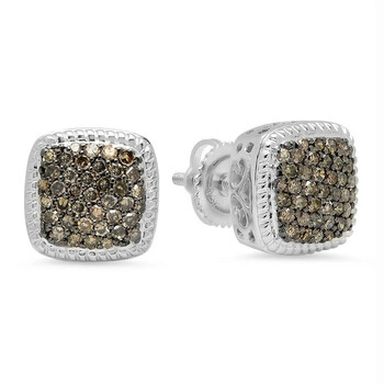 Bông tai Dazzling Rock Dazzlingrock Collection 0.60 Carat (Ctw) 14K Round Champagne Diamond Ladies Cluster Style Stud Earrings