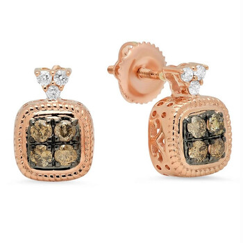 Bông tai Dazzling Rock Dazzlingrock Collection 0.45 Carat (Ctw) 14K Round Champagne & White Diamond Ladies Stud Earrings 1/2 Ct