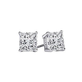 Bông tai Dazzling Rock Dazzlingrock Collection Ags Certified 0.10 Carat (Ctw) 14K Princess White Diamond Ladies Stud Earrings