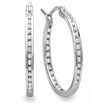Dazzling Rock Dazzlingrock Collection 0.40 Carat (Ctw) Round White Diamond Ladies In & Out Hoop Earrings, Sterling Silver 2 Bông tai Dazzling Rock Dazzlingrock Collection 0.40 Carat (Ctw) Round White Diamond Ladies In & Out Hoop Earrings