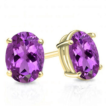 Dazzling Rock Dazzlingrock Collection 14K 7X5 Mm Each Oval Cut Amethyst Ladies Solitaire Stud Earrings, Yellow Gold 1 Bông tai Dazzling Rock Dazzlingrock Collection 14K 7X5 Mm Each Oval Cut Amethyst Ladies Solitaire Stud Earrings
