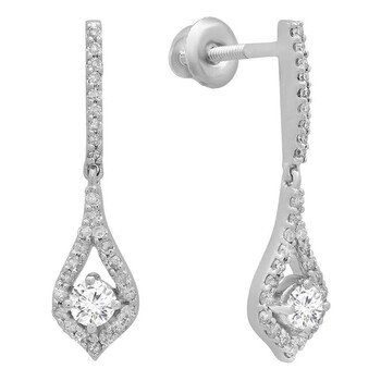 Dazzling Rock Dazzlingrock Collection 0.38 Carat (Ctw) 14K Round White Diamond Ladies Dangling Drop Earrings, White Gold 1 Bông tai Dazzling Rock Dazzlingrock Collection 0.38 Carat (Ctw) 14K Round White Diamond Ladies Dangling Drop Earrings
