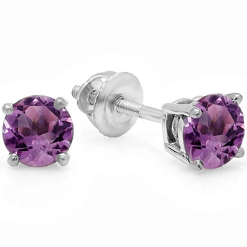 Dazzling Rock Dazzlingrock Collection 14K 5.5Mm Each Round Cut Amethyst Ladies Solitaire Stud Earrings, White Gold 1 Bông tai Dazzling Rock Dazzlingrock Collection 14K 5.5Mm Each Round Cut Amethyst Ladies Solitaire Stud Earrings