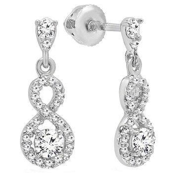 Dazzling Rock Dazzlingrock Collection 0.40 Carat (Ctw) 10K Round White Diamond Ladies Infinity Swirl Dangling Drop Earrings, White Gold 1 Bông tai Dazzling Rock Dazzlingrock Collection 0.40 Carat (Ctw) 10K Round White Diamond Ladies Infinity Swirl Dangling Drop Earrings