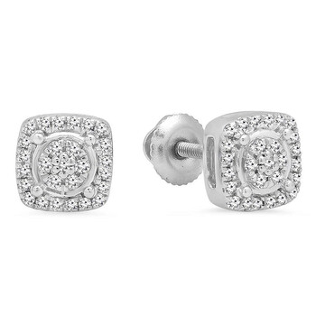 Bông tai Dazzling Rock Dazzlingrock Collection 0.20 Carat (Ctw) Round White Diamond Ladies Cluster Style Stud Earrings 1/5 Ct