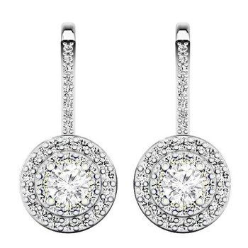 Dazzling Rock Dazzlingrock Collection 1.05 Carat (Ctw) 10K Round White Diamond Ladies Halo Style Dangling Drop Earrings 1 Ct, White Gold 2 Bông tai Dazzling Rock Dazzlingrock Collection 1.05 Carat (Ctw) 10K Round White Diamond Ladies Halo Style Dangling Drop Earrings 1 Ct