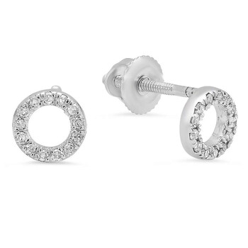 Bông tai Dazzling Rock Dazzlingrock Collection 0.10 Carat (Ctw) 10K Round Cut White Diamond Ladies Circle Shape Stud Earrings 1/3 Ct