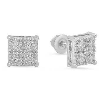 Dazzling Rock Dazzlingrock Collection 0.15 Carat (Ctw) 10K Round White Diamond Ladies Square Shape Stud Earrings, White Gold 1 Bông tai Dazzling Rock Dazzlingrock Collection 0.15 Carat (Ctw) 10K Round White Diamond Ladies Square Shape Stud Earrings