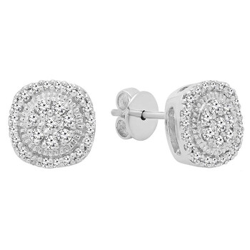 Dazzling Rock Dazzlingrock Collection 0.30 Carat (Ctw) 10K Round White Diamond Ladies Cluster Stud Earrings 1/3 Ct, White Gold 2 Bông tai Dazzling Rock Dazzlingrock Collection 0.30 Carat (Ctw) 10K Round White Diamond Ladies Cluster Stud Earrings 1/3 Ct